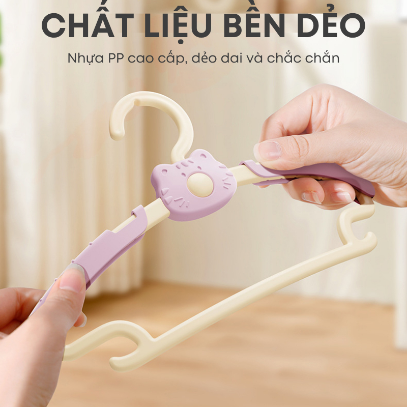 Combo 05/10 Móc Treo Quần Áo Trẻ Em Hình Gấu Trendy Chống Trượt Điều Chỉnh Được Độ Rộng Nhựa PP Siêu Bền | 334
