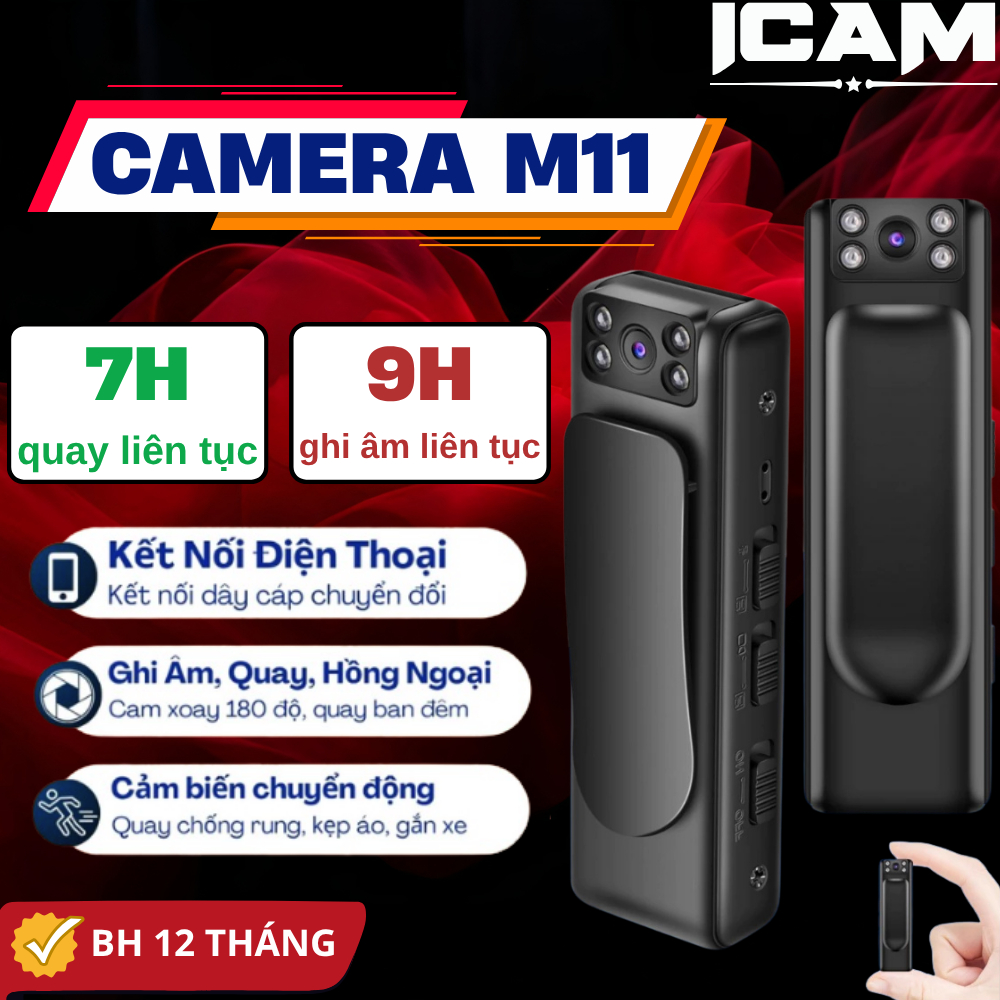 Máy Quay Full HD M11 - Video 1080HD, Ghi Âm, Quay Video Chống Rung, Mini Nhỏ Gọn, Cam Xoay 90 độ