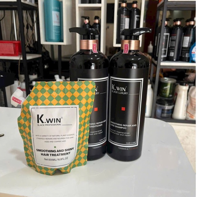Hấp Ủ Tóc K.WIN Black Professional Hair Treatment Smoothing Siêu Mềm Mựợt Bóng Khoẻ(Hàng Chính Hãng) 500ml
