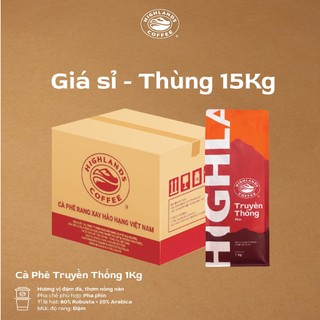 Thùng 15kg Cà Phê Bột Truyền Thống Highlands Coffee 1Kg/túi
