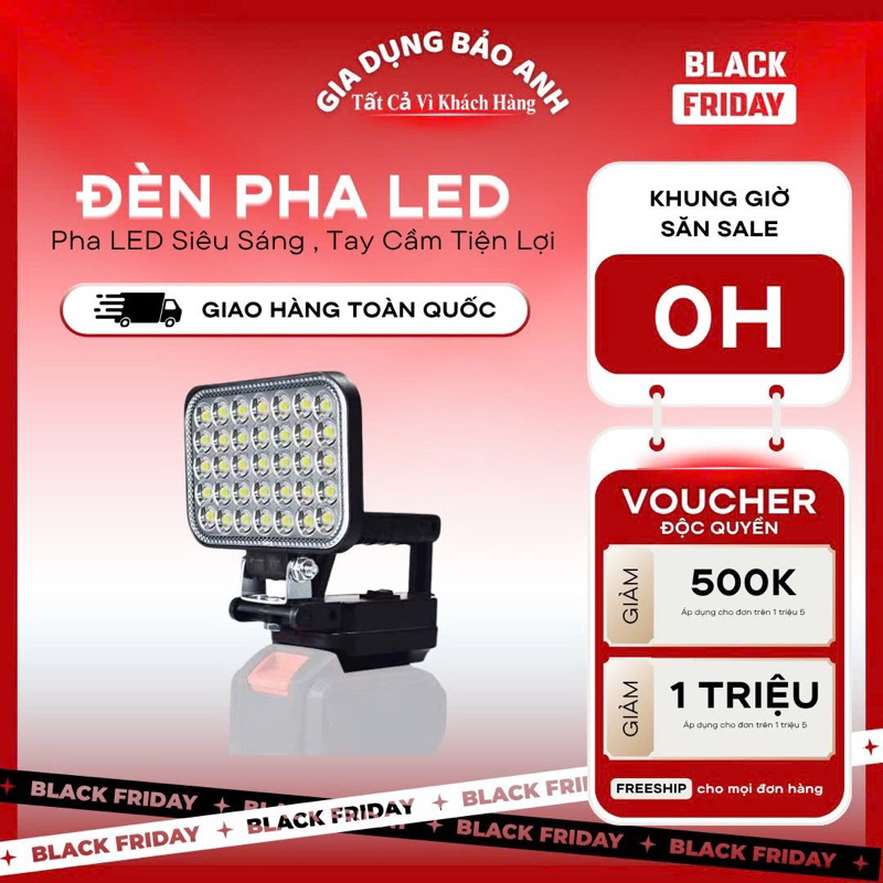 Đèn Pha LED Dùng Chân Pin Phổ Thông Có Cổng Sạc Điện Thoại, Đèn Led ...