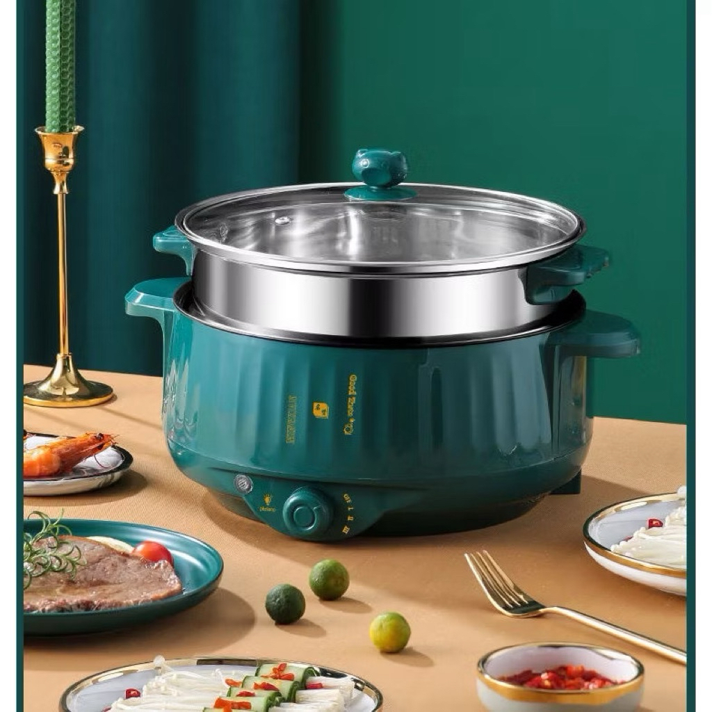 Nồi Lẩu Đa Năng 28CM 2 Tầng - 2IN1 Kèm Giá Hấp Inox, Lẩu Hấp, Xào Chiên