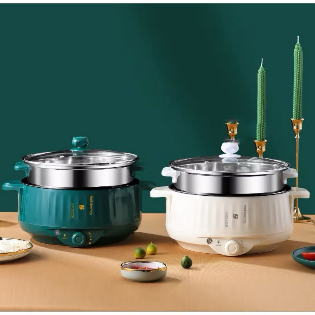 Nồi Lẩu Đa Năng 28CM 2 Tầng - 2IN1 Kèm Giá Hấp Inox, Lẩu Hấp, Xào Chiên