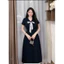 Váy Cổ Buộc Khăn Cộc Tay Dáng Dài 115cm