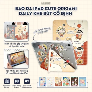 Bao da iPad Cute Origami Daily khe bút cố định gấp xếp xoay 360 cho Pro 11, Mini 6/7, Air 4/5/6/7, Gen7/8/9/10/11, Pro M