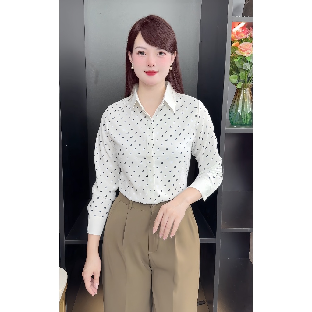 Áo Sơ Mi Nữ Chất Mango Cao Cấp Hoạ Tiết Form Chuẩn Công Sở Phối Quần Tây Chân Váy Đẹp Sang Trọng- A155