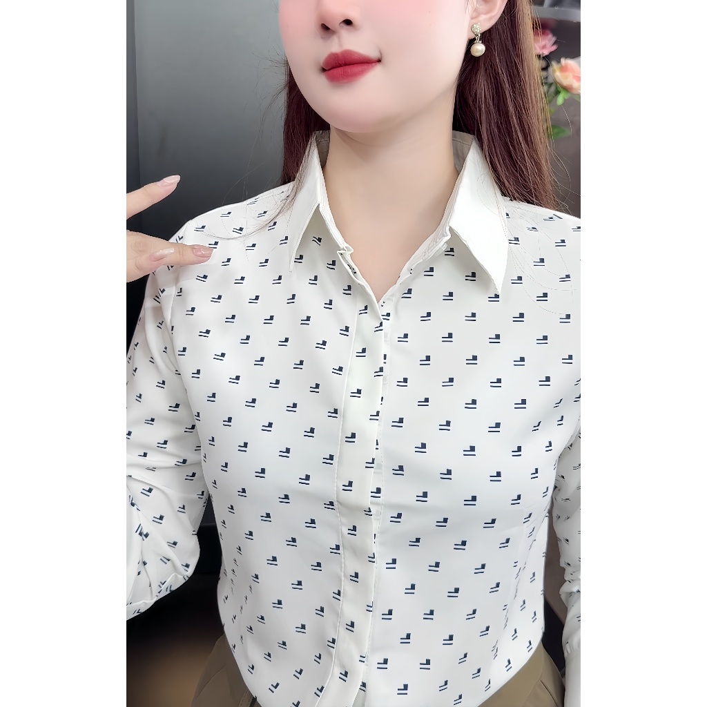 Áo Sơ Mi Nữ Chất Mango Cao Cấp Hoạ Tiết Form Chuẩn Công Sở Phối Quần Tây Chân Váy Đẹp Sang Trọng- A155