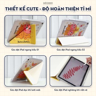 Bao da iPad Cute Origami PMART khe bút cố định gấp xếp xoay 360 cho Pro 11, Mini 6/7, Air 4/5/6/7, Gen7/8/9/10/11, Pro M