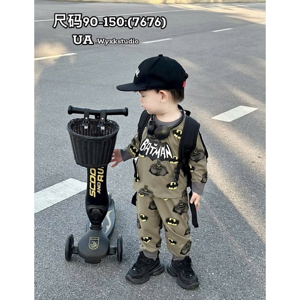 Bộ Dài Tay Thu Đông ( Họa Tiết  BatMan ) Dành Cho Bé Trai 9-32kg Chất Liệu Cotton Co Dã 4 Chiều