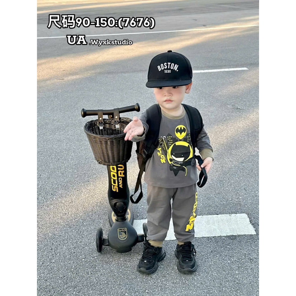 Bộ Dài Tay Thu Đông ( Họa Tiết  BatMan ) Dành Cho Bé Trai 9-32kg Chất Liệu Cotton Co Dã 4 Chiều