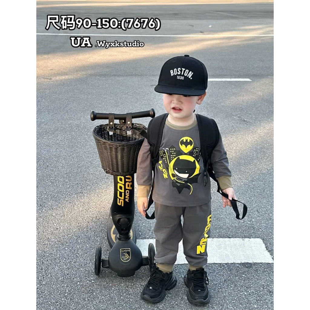 Bộ Dài Tay Thu Đông ( Họa Tiết  BatMan ) Dành Cho Bé Trai 9-32kg Chất Liệu Cotton Co Dã 4 Chiều