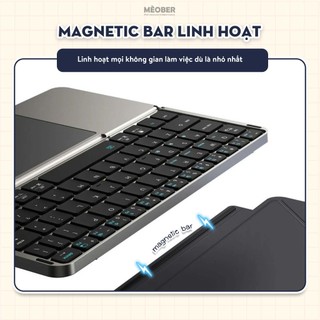 Bàn phím gập kiêm giá đỡ Foldable Keyboard dành cho iPad, Smartphone, Laptop, kết nối Bluetooth 3-in-1, stand cover tháo