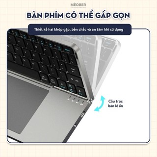Bàn phím gập kiêm giá đỡ Foldable Keyboard dành cho iPad, Smartphone, Laptop, kết nối Bluetooth 3-in-1, stand cover tháo
