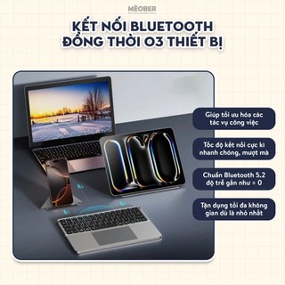 Bàn phím gập kiêm giá đỡ Foldable Keyboard dành cho iPad, Smartphone, Laptop, kết nối Bluetooth 3-in-1, stand cover tháo
