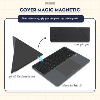 Bàn phím gập kiêm giá đỡ Foldable Keyboard dành cho iPad, Smartphone, Laptop, kết nối Bluetooth 3-in-1, stand cover tháo