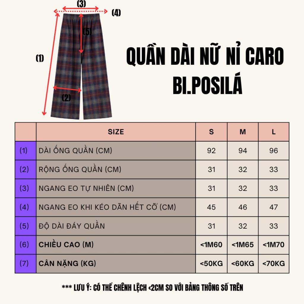 [FORM RỘNG] QUẦN DÀI NỮ CARO VẢI NỈ PHA BI.POSILÁ MỀM MỊN NHẸ NHÀNG ĐỨNG FORM ĐẸP MẶC THOẢI MÁI MÀU SẮC BASIC TRẺ TRUNG