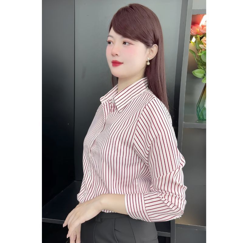 Áo Sơ Mi Kẻ Sọc Màu công Sở T& Chất Liệu Mango Mềm Mịn Cổ Bẻ Dài Tay - A134 / A161
