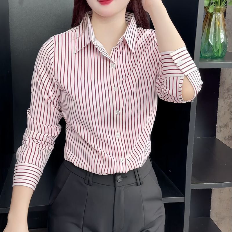Áo Sơ Mi Kẻ Sọc Màu công Sở T& Chất Liệu Mango Mềm Mịn Cổ Bẻ Dài Tay - A134 / A161