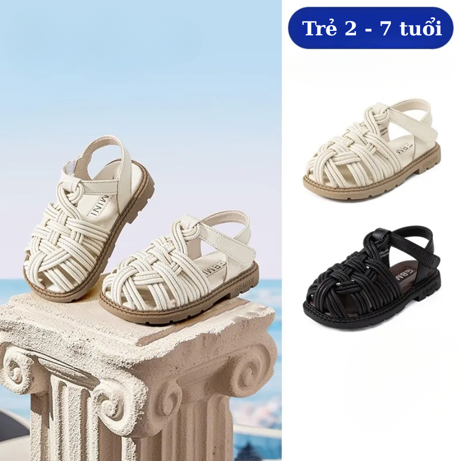 [M091] Xăng Đan Đế Da Mềm Mại Chống Trượt, Giày Rọ Đan Dây Quai Dán Cho Bé Gái Đi Nhẹ Nhàng Dễ Di Chuyển (form to)