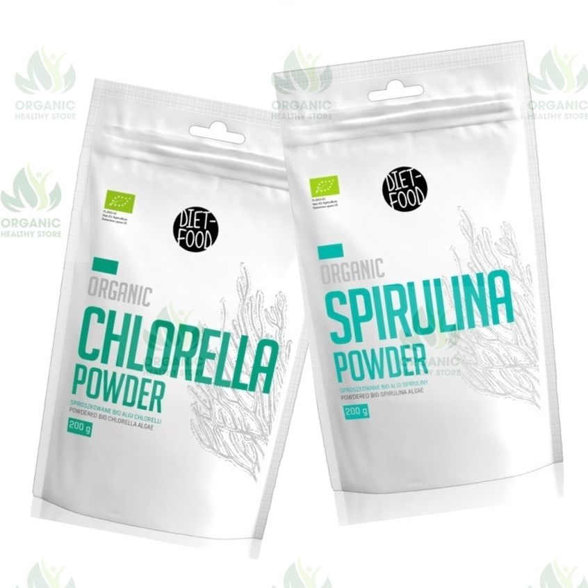 Bột Tảo Hữu Cơ Diet Food tảo lục chlorella, tảo xoắn spirulina 200g