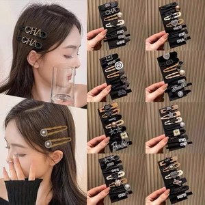 ✔️✔️✔️Sét Kẹp Tóc 7 Chi Tiết Min Min Đen Họa Tiết Siêu Sang Chảnh