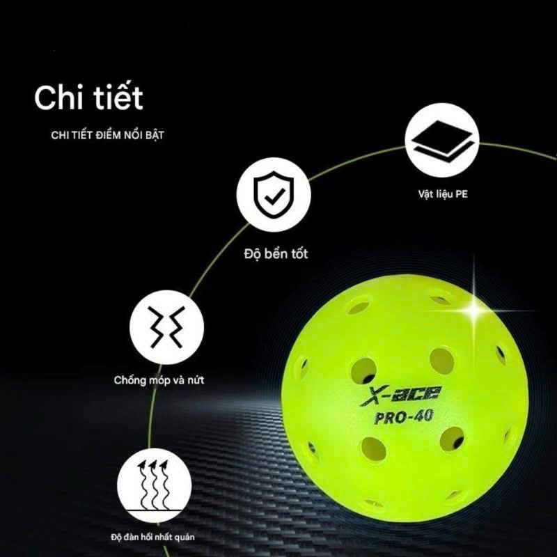 Bóng Pickleball thi đấu X-ACE Pro 40 lỗ chất liệu PE, bền bỉ, chính xác trong từng pha bóng