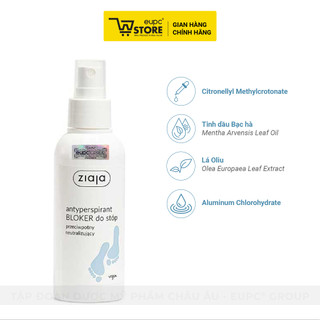 Xịt Khử Mùi Kiểm Soát Mồ Hôi Chân Ziaja 100ml Không Chứa Cồn, Thấm Hút Nhanh Qua Da EUPC STORE