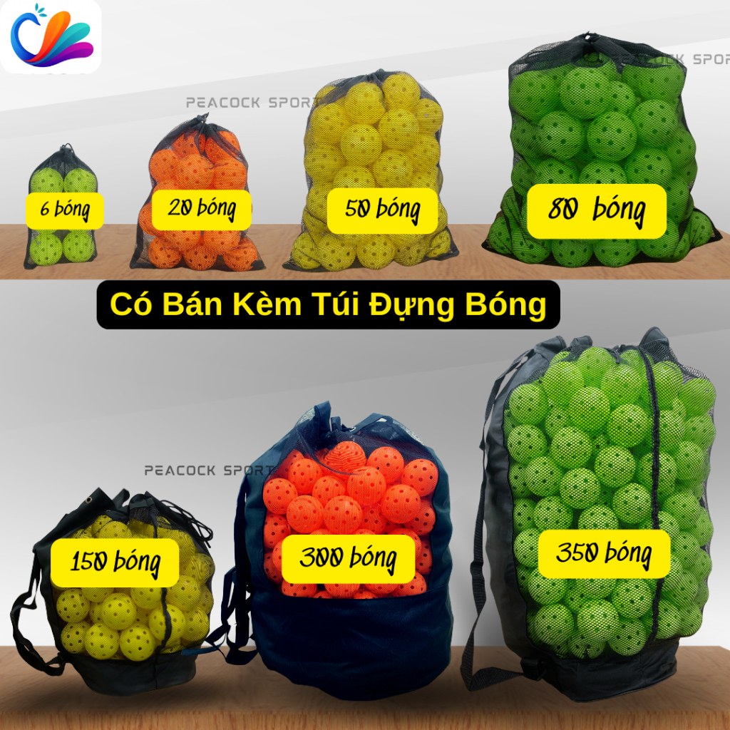 Bóng Tập PICKLEBALL, 40 vs 48 Lỗ, Peacock Sport