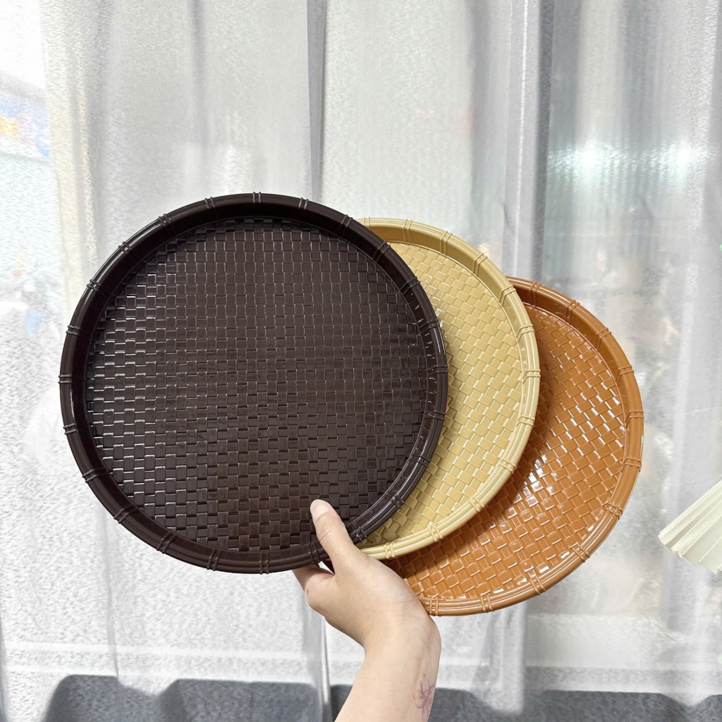 Mẹt Nhựa - Dĩa Nhựa Giả Mây Tre Đan Đựng Bún Đậu Mắm Tôm Nhựa Nguyên Sinh Cao Cấp Đủ Size Của Việt Nhật