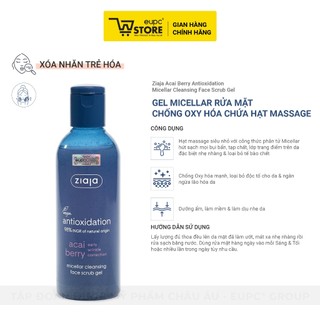 [DATE 30/6/2026] Gel Micellar Rửa Mặt Giảm Oxy Hóa Chứa Hạt Massage Ziaja Acai Berry 200ml Làm Sạch Nhẹ Nhàng EUPC STORE
