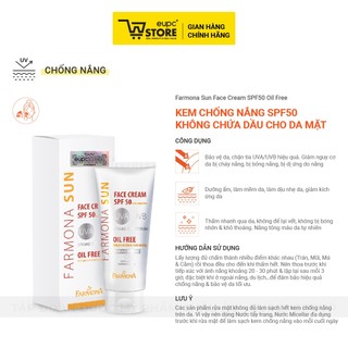 Kem Chống Nắng SPF50 Không Chứa Dầu Cho Da Mặt Farmona Sun 50ml Bảo Vệ Da, Chặn Tia UVA/UVB Hiệu Quả EUPC STORE