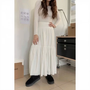 Chân váy lụa maxi tầng 2 lớp W@reHouse* bigsize.