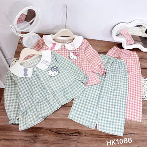 Bộ pizama Lucky Kitty cho bé gái (10-36kg) chất cotton 4 chiều c