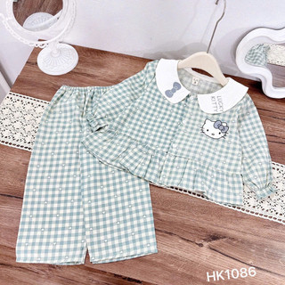 Bộ pizama Lucky Kitty cho bé gái (10-36kg) chất cotton 4 chiều c