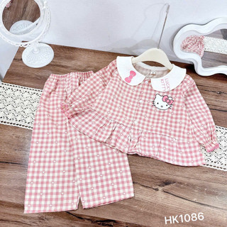 Bộ pizama Lucky Kitty cho bé gái (10-36kg) chất cotton 4 chiều c