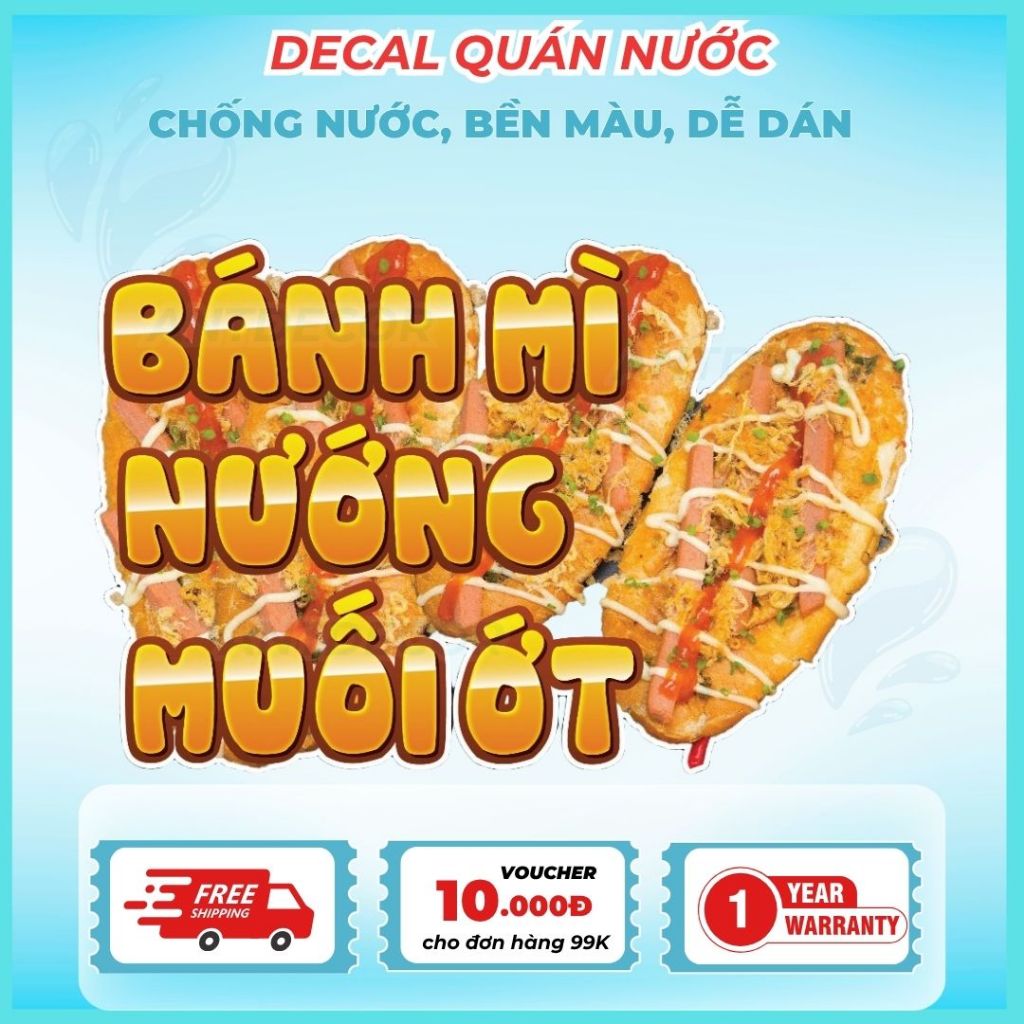 Decal Bánh Mì SÀI GÒN- Trang Trí Dán Tiệm Bánh Mì, Xe Bánh Mì - Chất Liệu Chống Thấm Nước