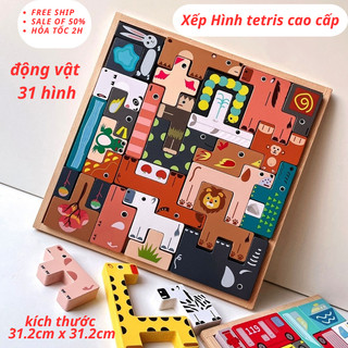 Đồ chơi xếp hình - Đồ chơi gỗ - Đồ chơi Tetris cao cấp - Đồ chơi tư duy cho bé