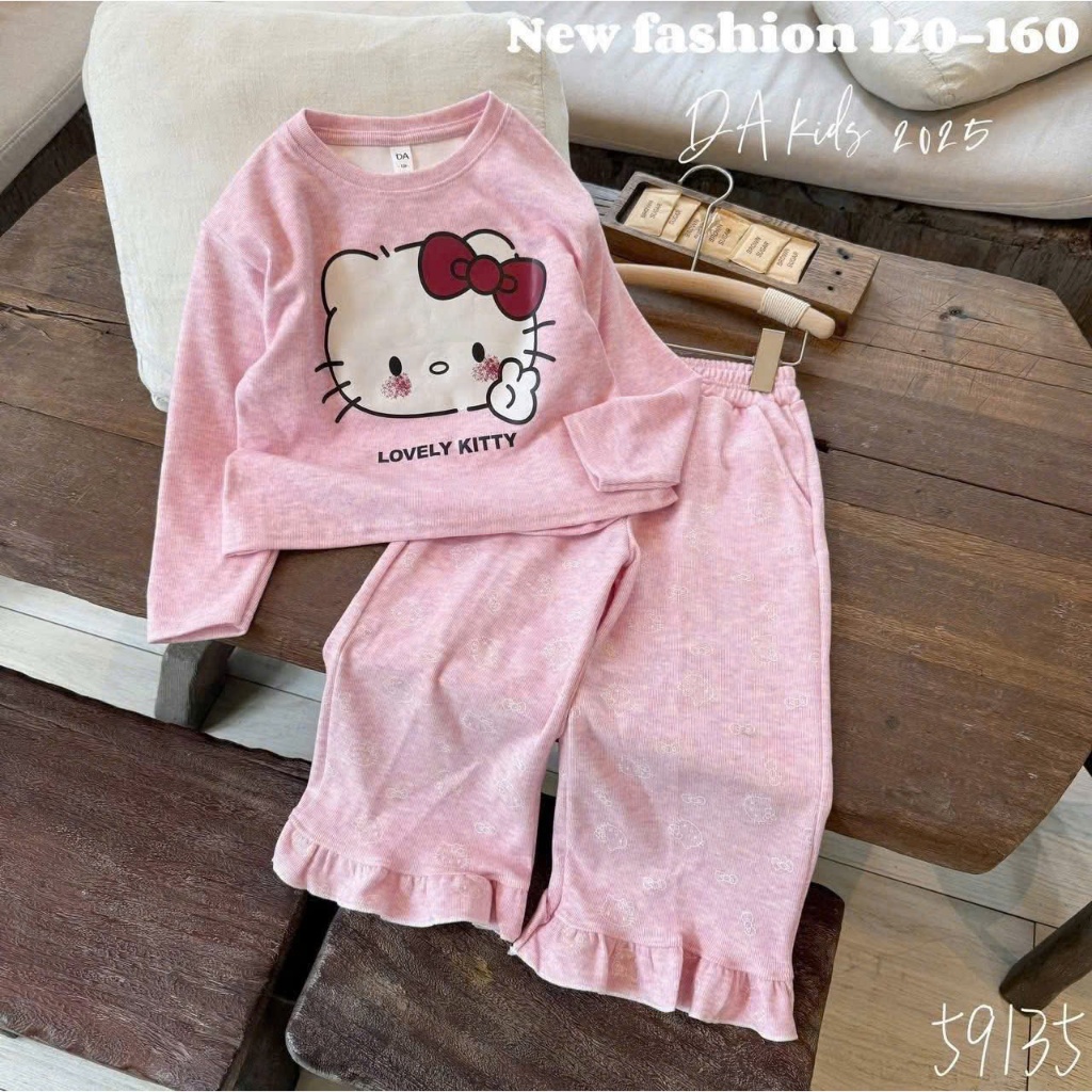 SÉT BỘ TĂM LOVELY KITTY DÀI QUẦN BÈO { BEST } Cho Bé Gái Từ 9-32kg . Chất Liệu Mềm Mịn, Thoáng Mát