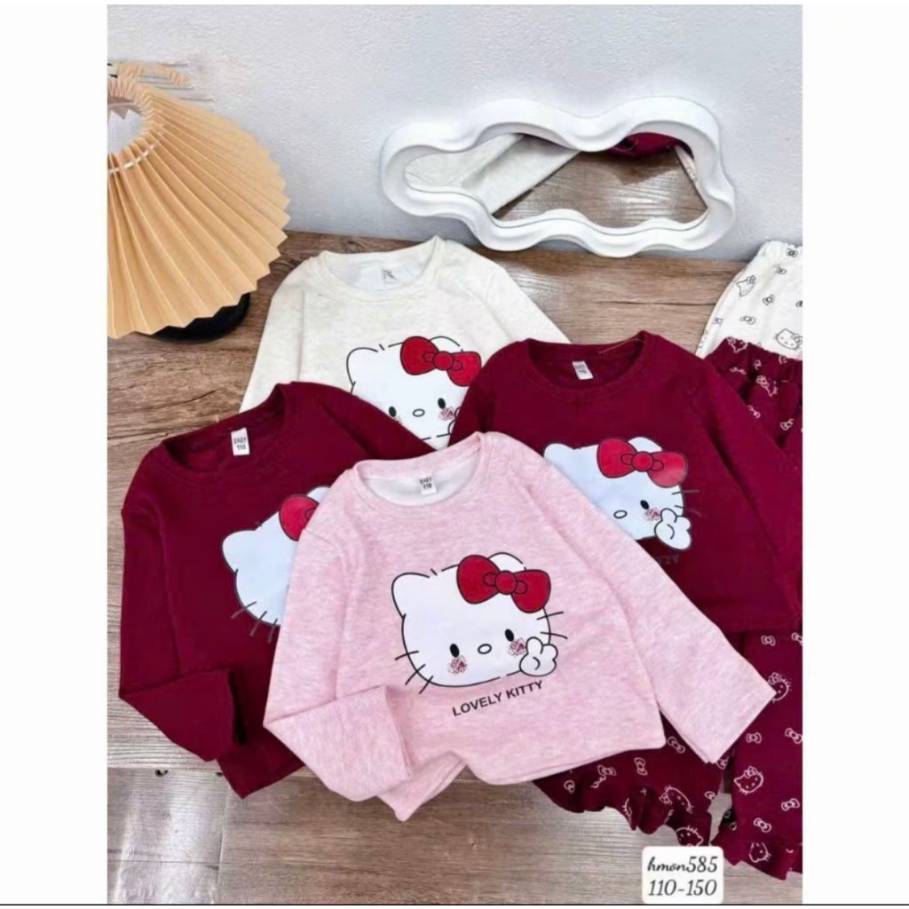 SÉT BỘ TĂM LOVELY KITTY DÀI QUẦN BÈO { BEST } Cho Bé Gái Từ 9-32kg . Chất Liệu Mềm Mịn, Thoáng Mát