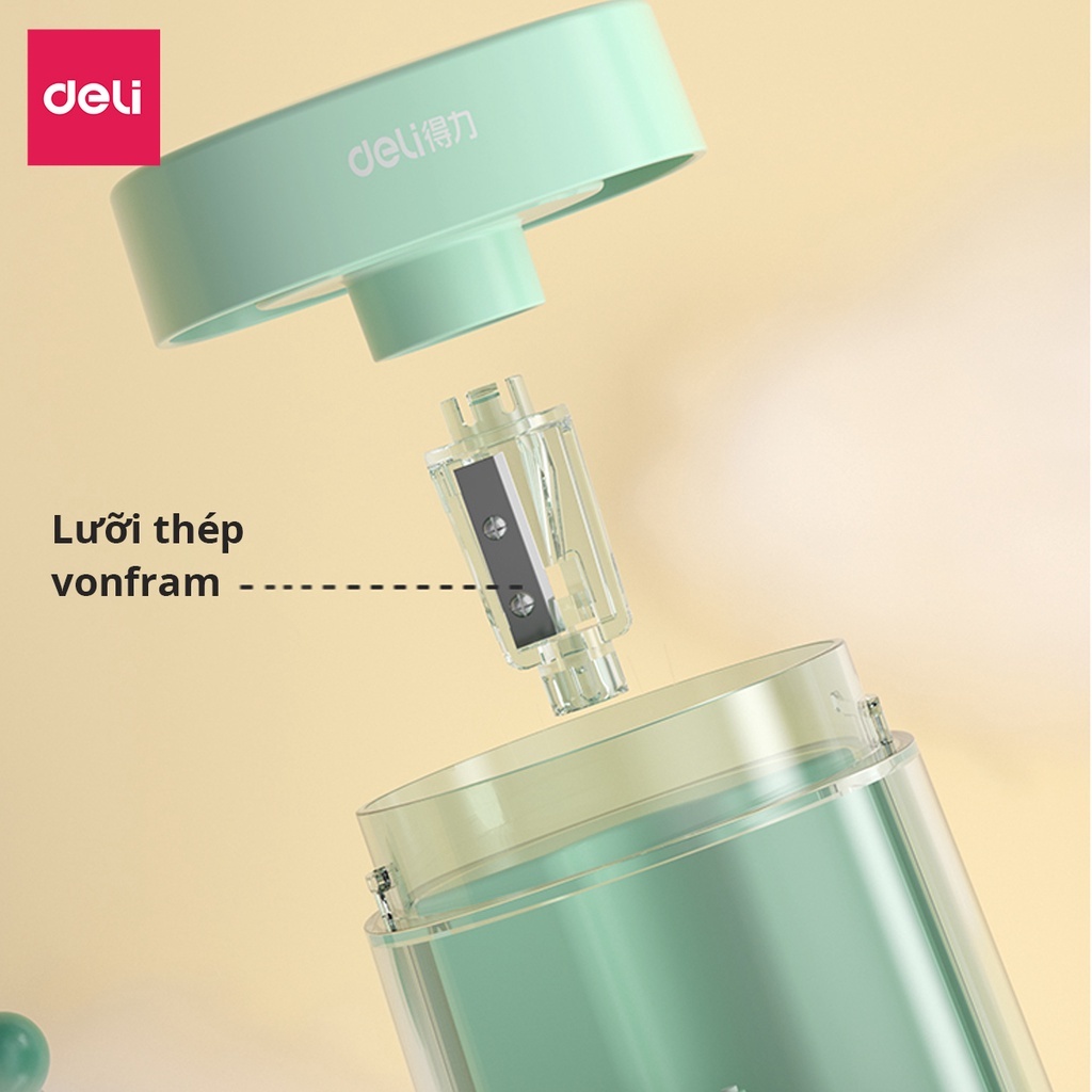 Gọt Bút Chì Điện Deli Deli Chuốt Chì Tự Động 3 Chế Độ Tiện Lợi Nhanh Chóng Phù Hợp Với Mọi Loại Chì
