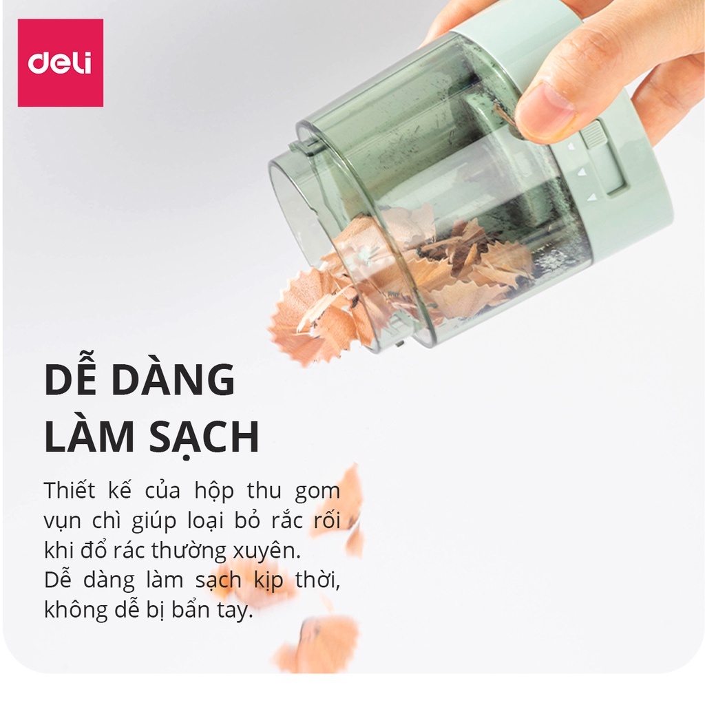 Gọt Bút Chì Điện Deli Deli Chuốt Chì Tự Động 3 Chế Độ Tiện Lợi Nhanh Chóng Phù Hợp Với Mọi Loại Chì