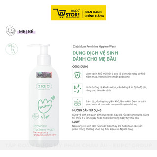 Dung Dịch Vệ Sinh Dành Cho Mẹ Bầu Ziaja Mum 300ml Thành Phần Làm Sạch Nguồn Gốc Tự Nhiên, An Toàn EUPC STORE