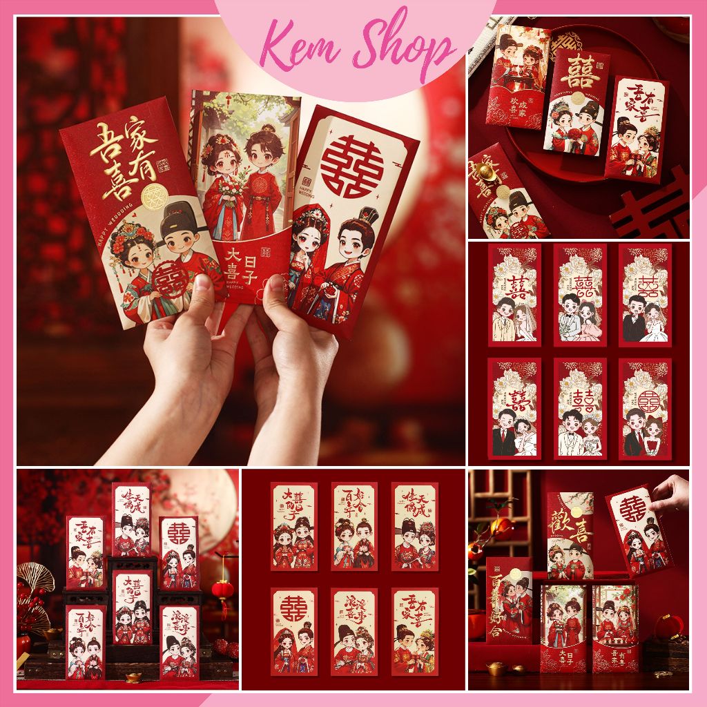 Lì xì trao duyên phu thê, cô dâu chú rể dùng cho đám cưới đám hỏi - Kem Shop K196