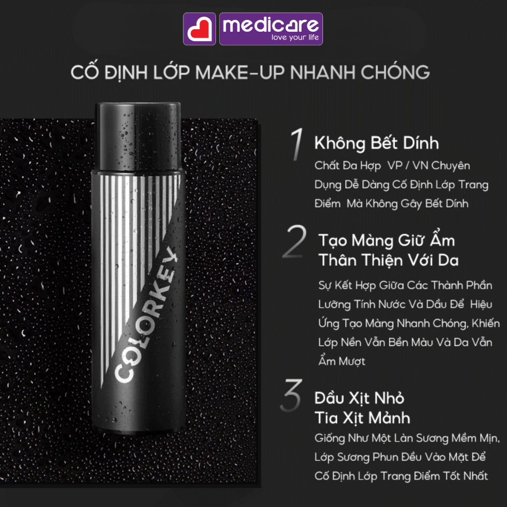 Xịt cố định trang điểm COLORKEY spray dành cho mọi loại da 100ml