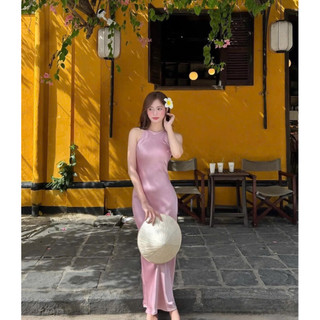 [ HÀNG Sẵn ] Váy Lụa Dáng Dài From Suông Kèm Khăn Tơ, Váy Lụa Mát Mặc đi chơi đi dạo CÉLA