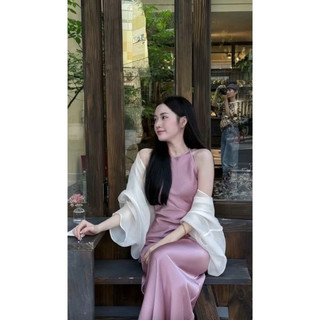 [ HÀNG Sẵn ] Váy Lụa Dáng Dài From Suông Kèm Khăn Tơ, Váy Lụa Mát Mặc đi chơi đi dạo CÉLA