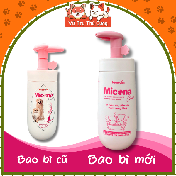Sữa tắm Micona loại bỏ nấm ngứa, viêm da, khử mùi cho Chó Mèo 200ml