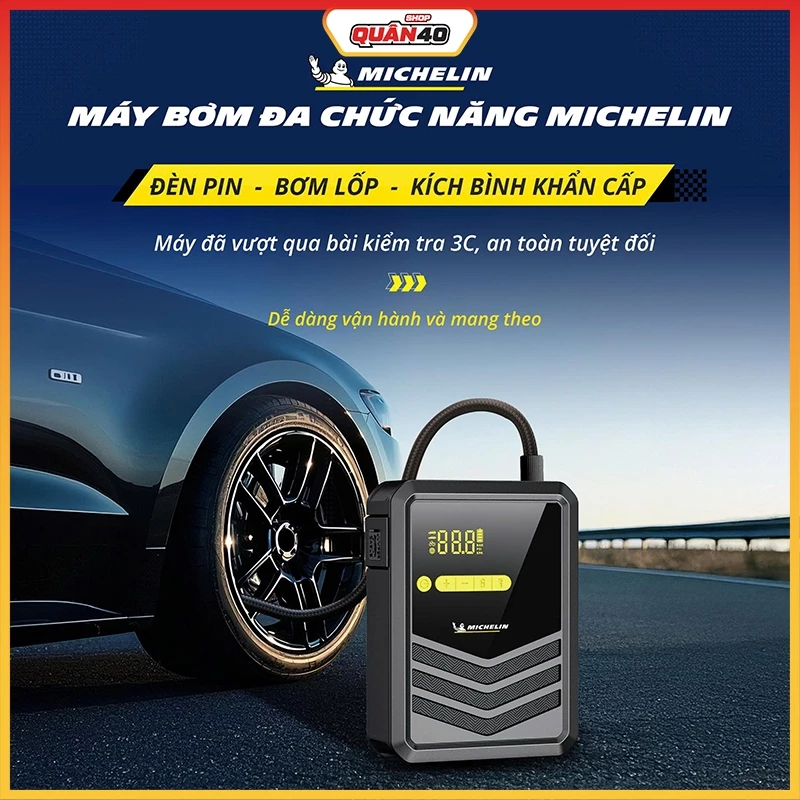 Bơm Điện Kiêm Kích Bình Ôtô Michelin BCJS003-1 (Mẫu Mới) | Phù Hợp Xe Xăng 6.0L, Xe Máy Dầu 3.0L - Hàng Chính Hãng — ảnh 1