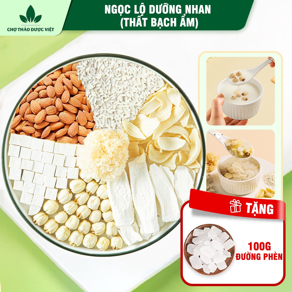 Set ngọc lộ dưỡng nhan, set thất bạch ẩm 7 vị, chè dưỡng nhan Quảng Đông gồm: nấm tuyết, hạt sen,...