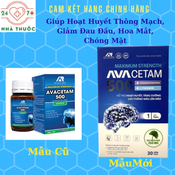 Bổ Não AVACETAM 500 [H 30v, HSD T8/2029]- Hỗ Trợ Giảm Đau Đầu, Rối Loạn Tiền Đình, Không Gây Buồn Ng